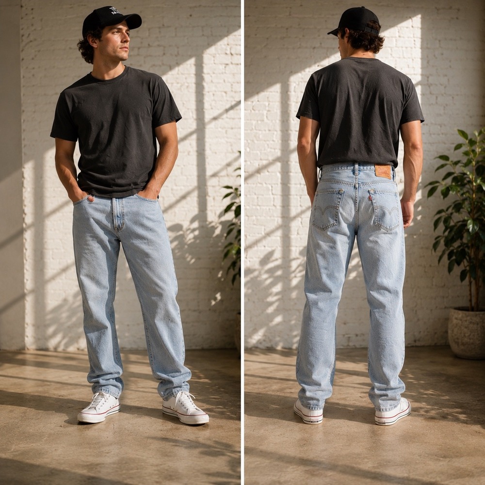 Levi's 550 Vintage Jeans Mens 36x34 Light Wash Relaxed Tapered Denim Pants Blue
